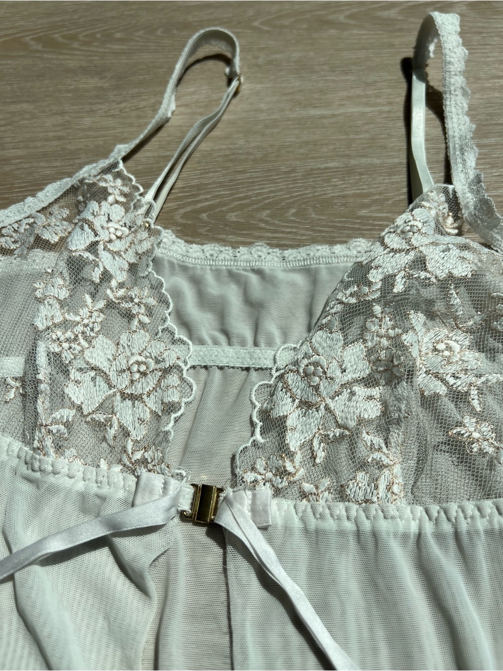 Hanky Panky Sheer Lace Babydoll Chemise Nightdress Women’s Large Cream/Off White - Picture 3 of 10